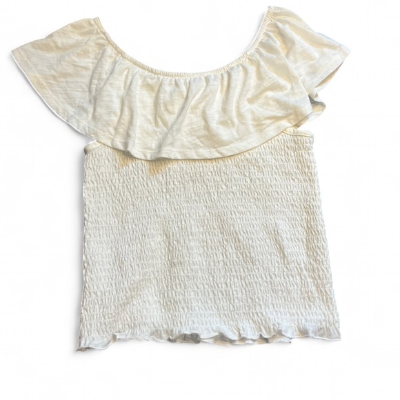 Royalty Off the shoulder smocked ruffle top white size medium - Picture 5 of 10